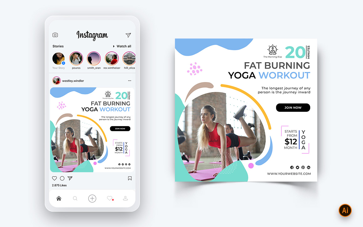 Yoga and Meditation Social Media Instagram Post Design Template-20