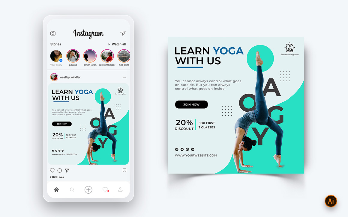 Yoga and Meditation Social Media Instagram Post Design Template-22
