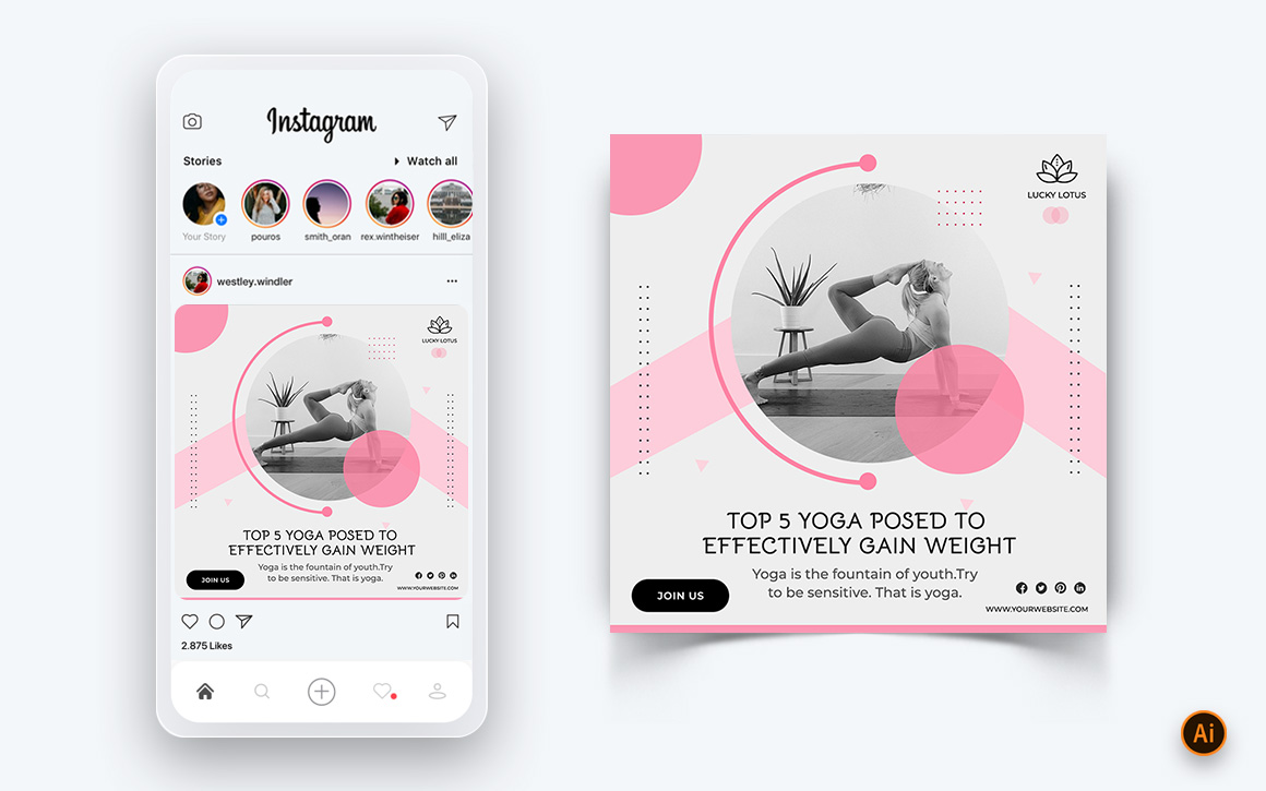 Yoga and Meditation Social Media Instagram Post Design Template-27