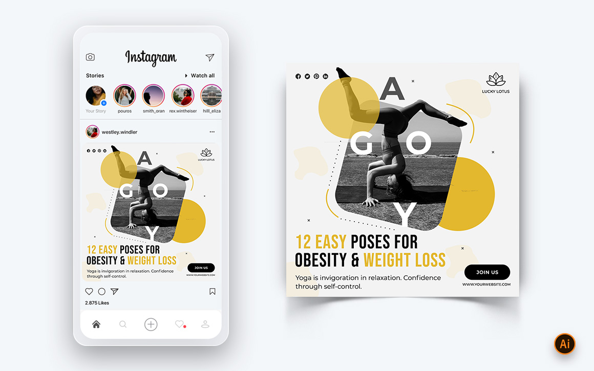 Yoga and Meditation Social Media Instagram Post Design Template-32