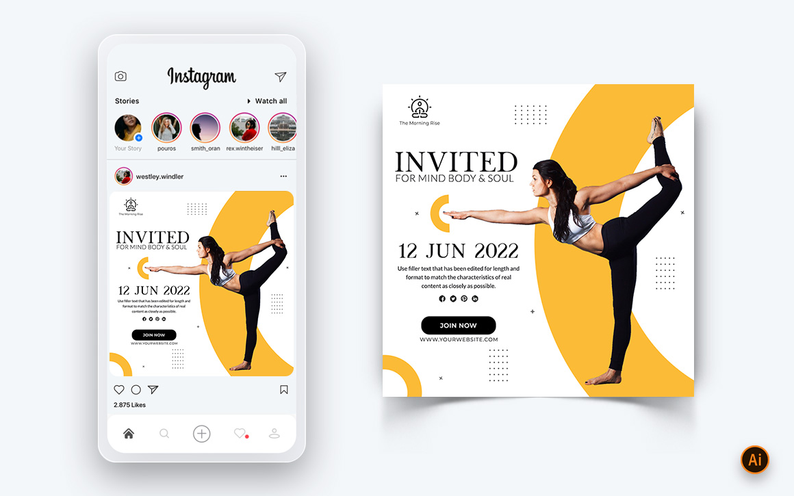 Yoga and Meditation Social Media Instagram Post Design Template-33
