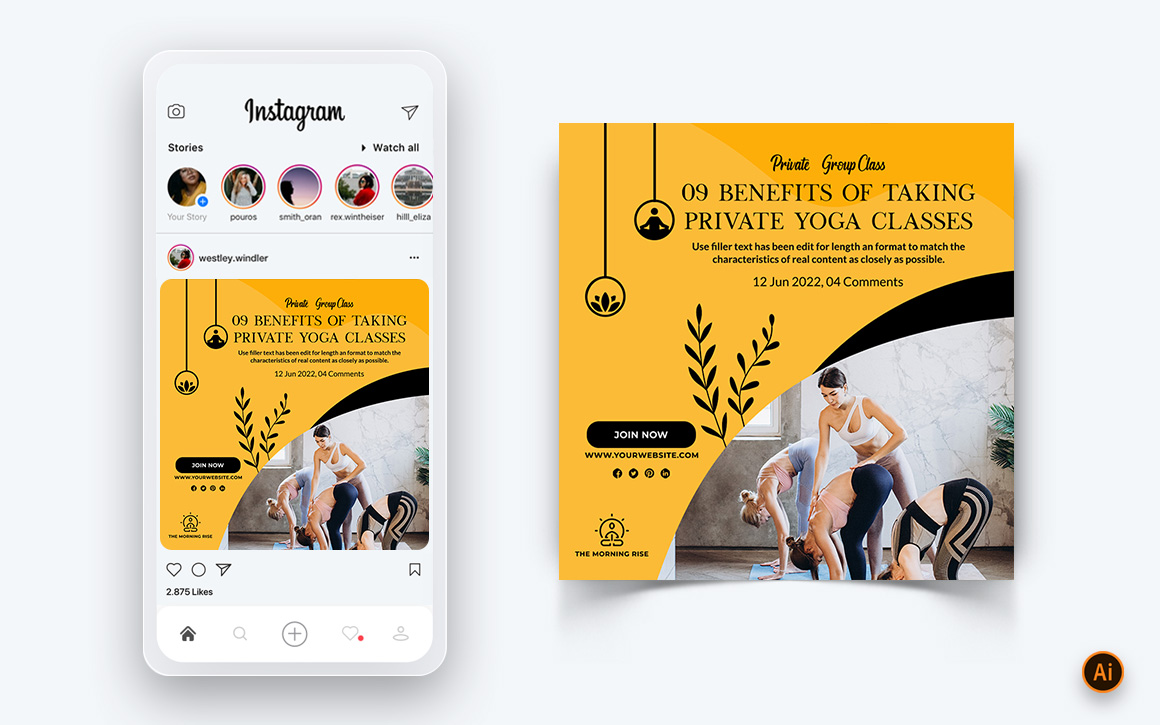 Yoga and Meditation Social Media Instagram Post Design Template-35