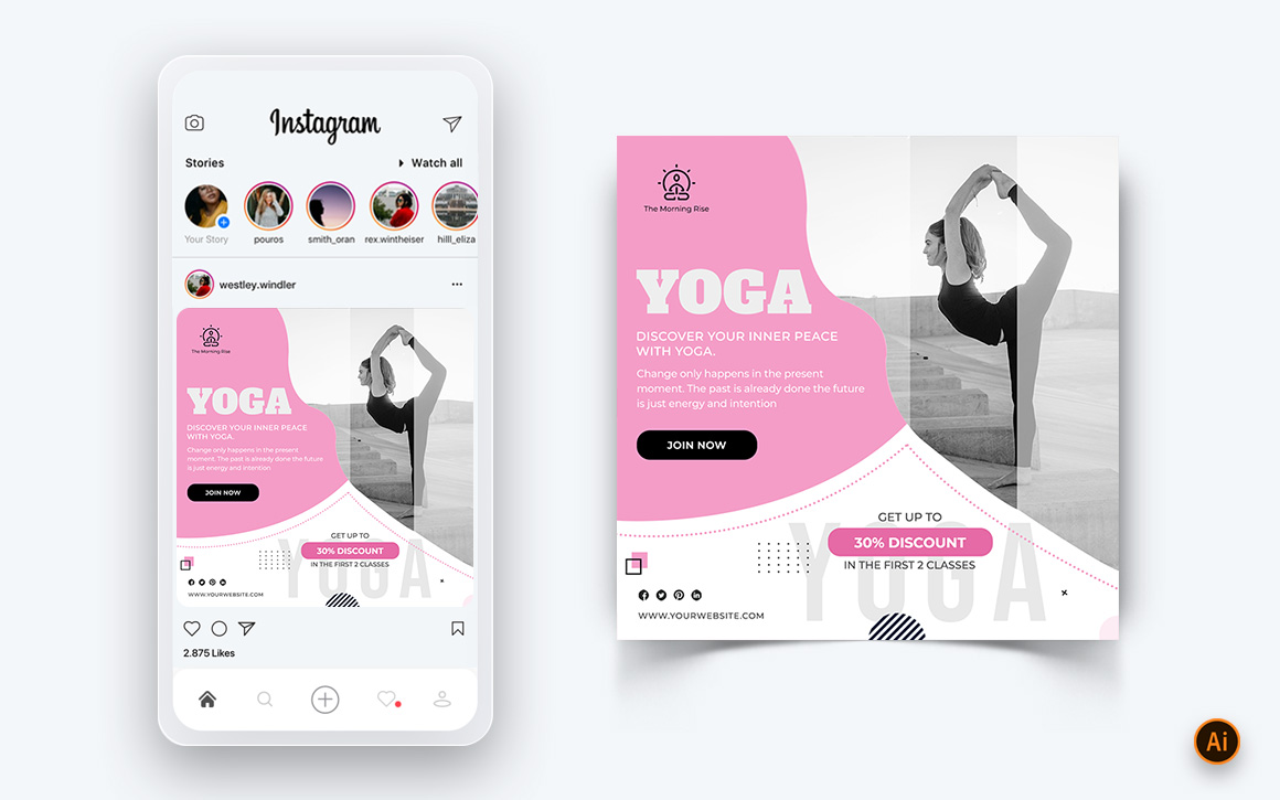 Yoga and Meditation Social Media Instagram Post Design Template-37