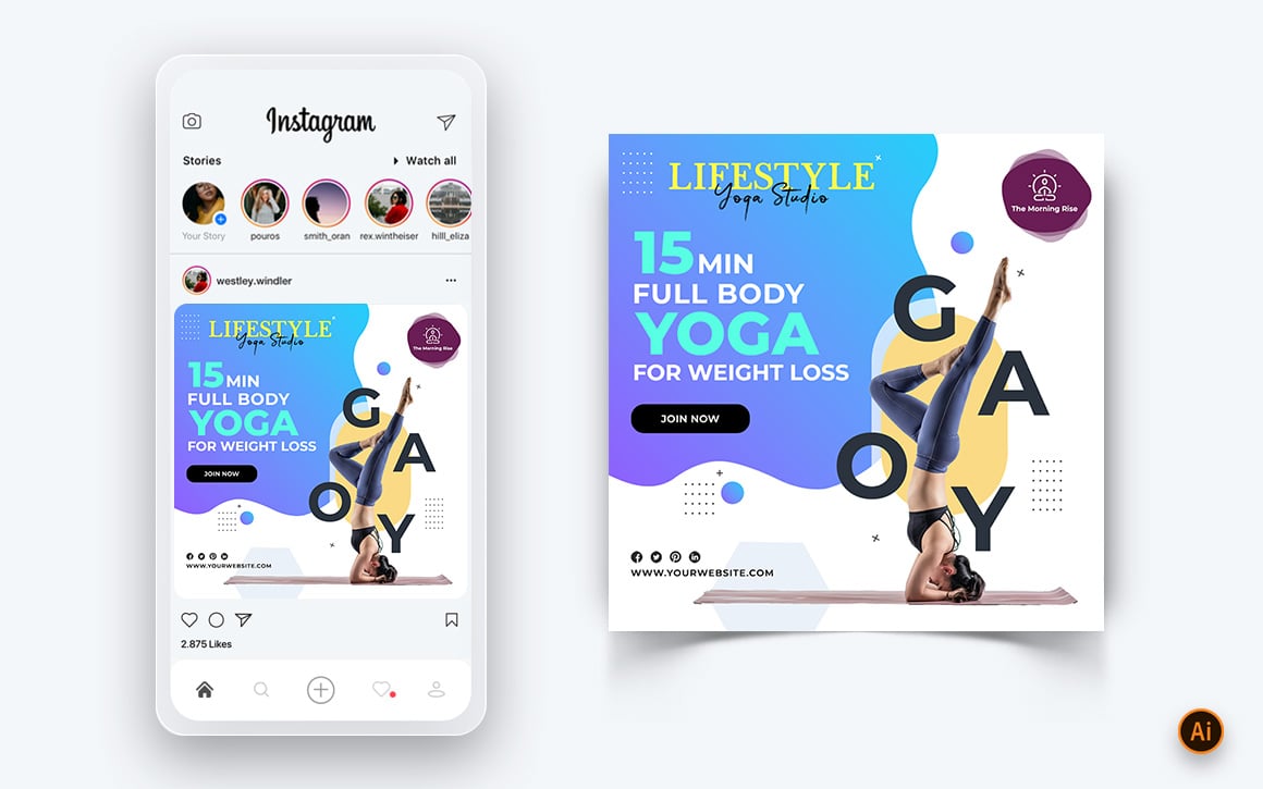 Yoga and Meditation Social Media Instagram Post Design Template-39