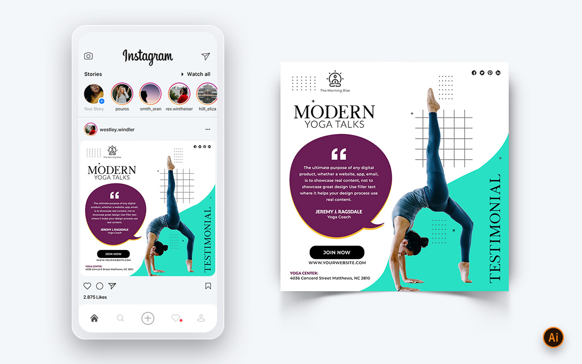 Yoga and Meditation Social Media Instagram Post Design Template-41