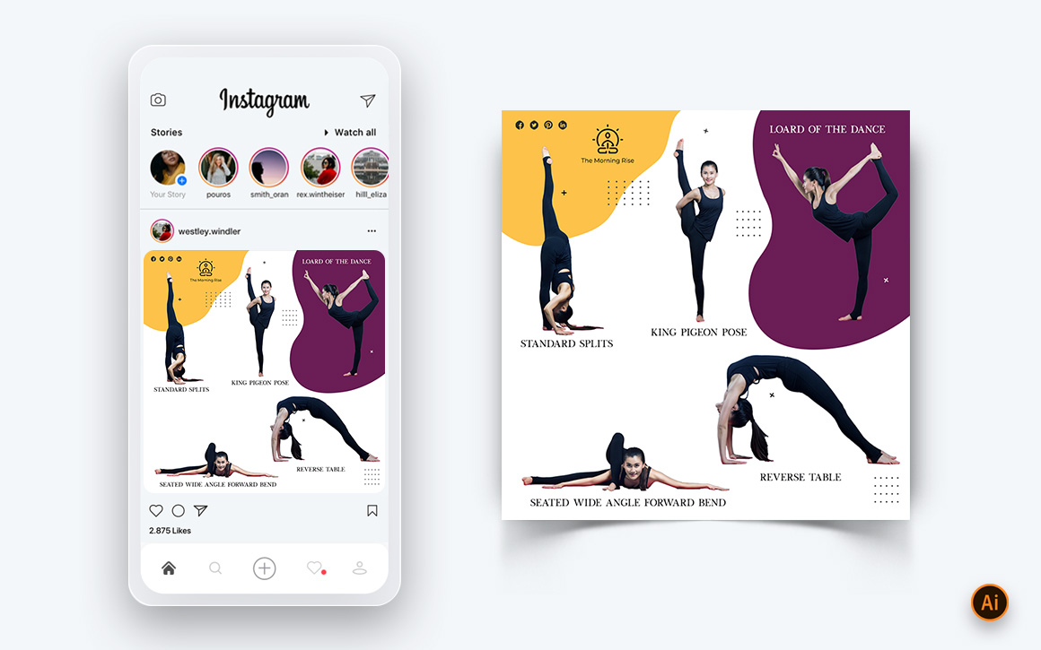 Yoga and Meditation Social Media Instagram Post Design Template-42