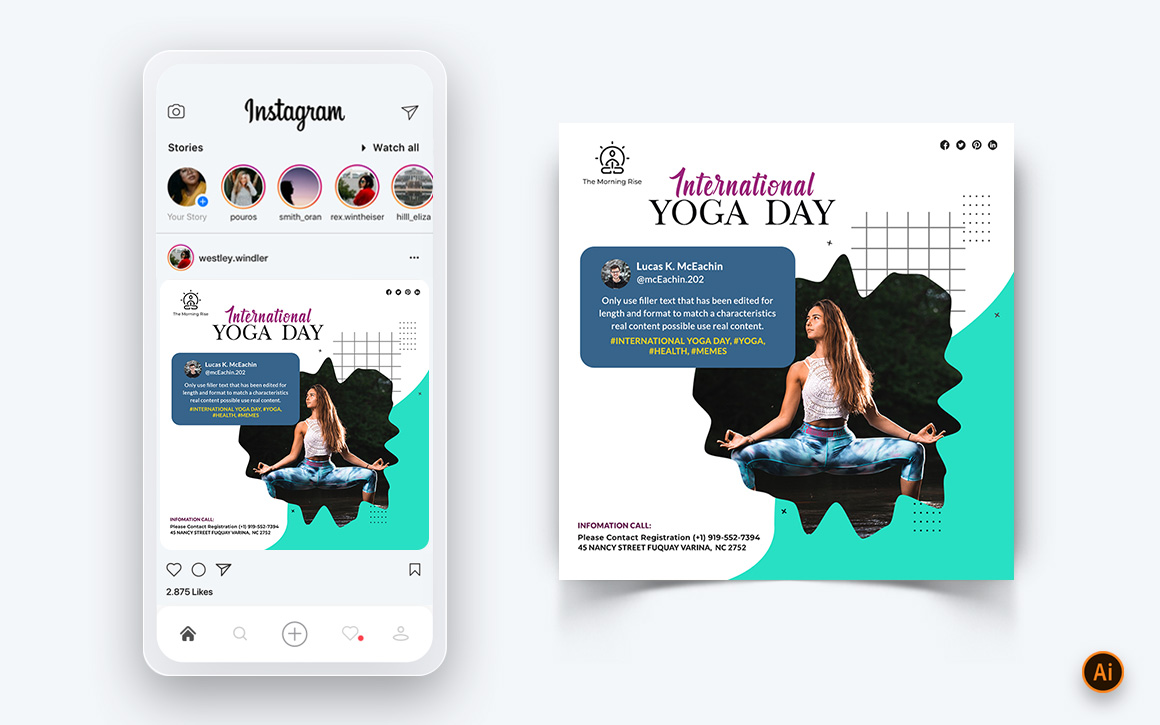 Yoga and Meditation Social Media Instagram Post Design Template-46
