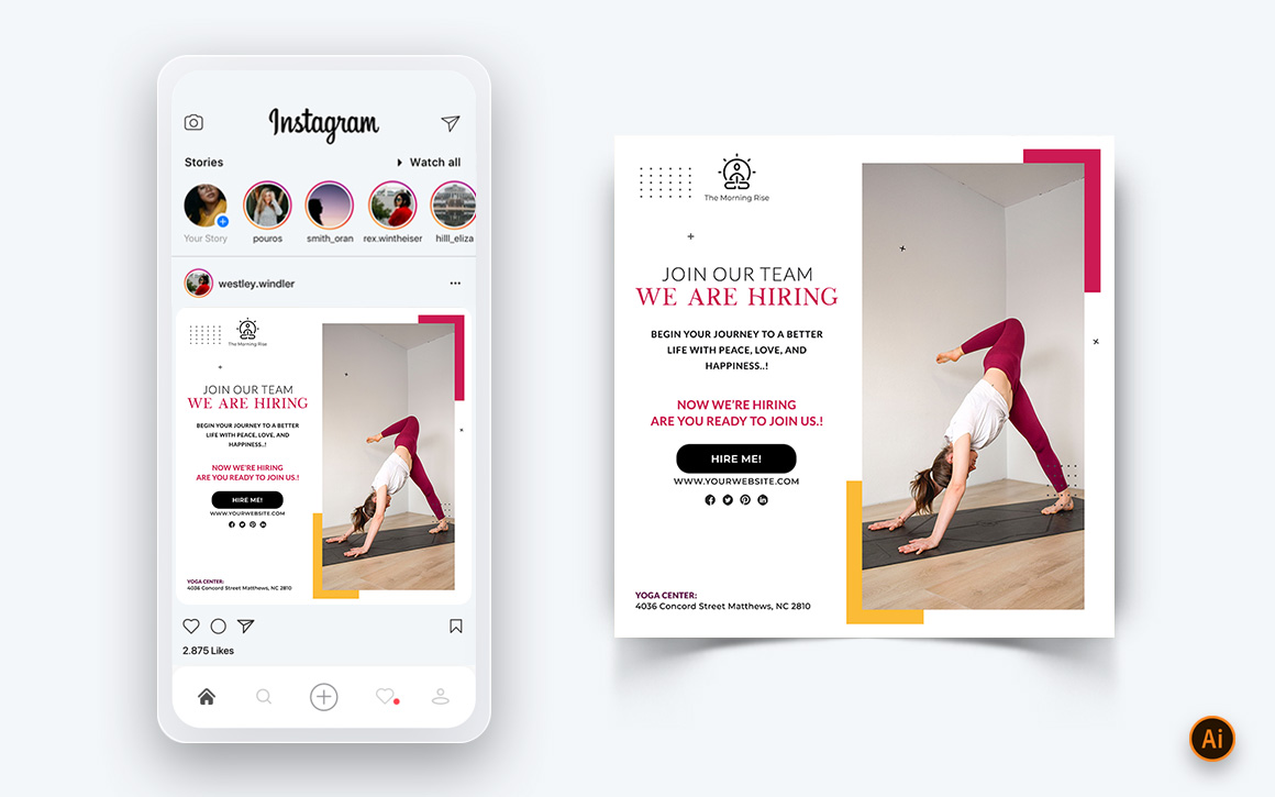 Yoga and Meditation Social Media Instagram Post Design Template-48
