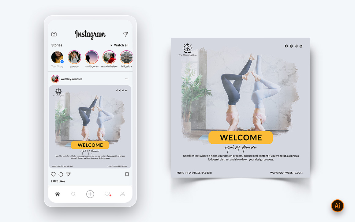 Yoga and Meditation Social Media Instagram Post Design Template-49