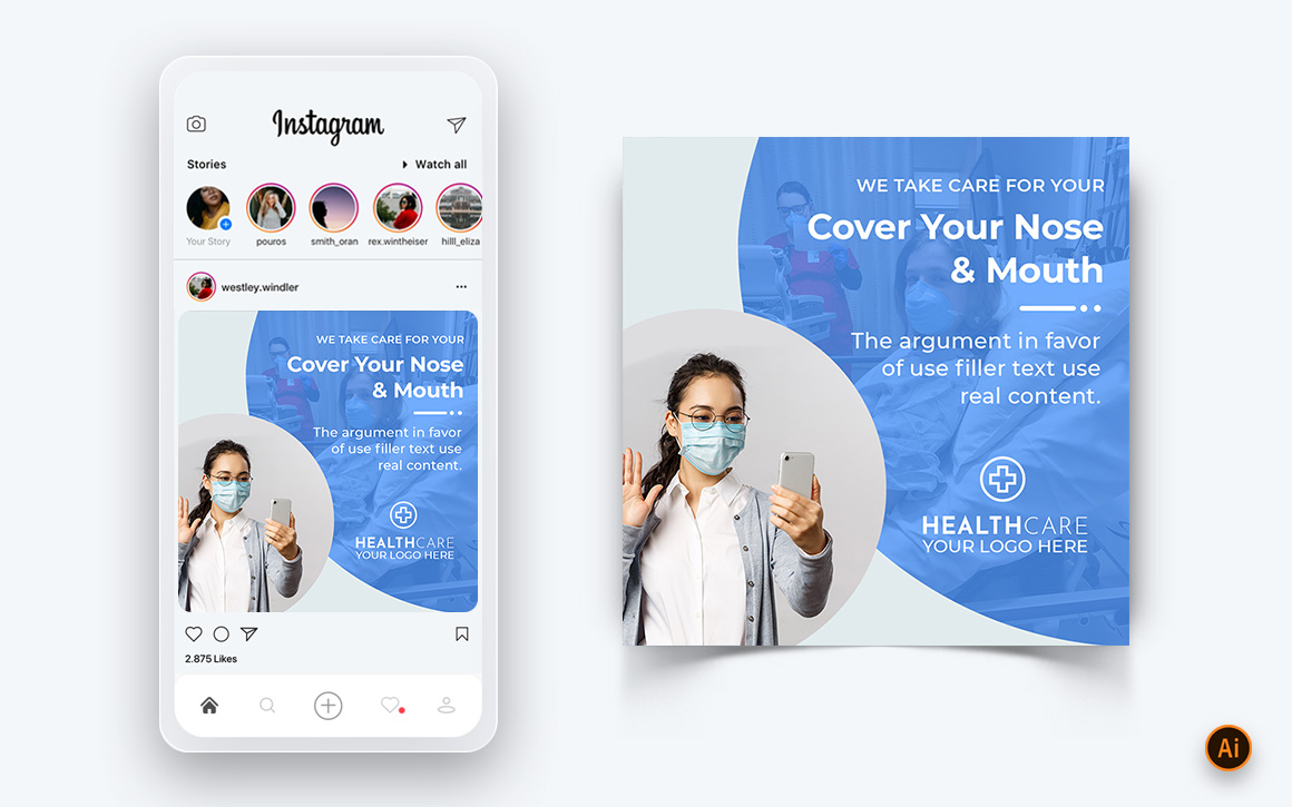 Corona Virus Awareness Social Media Instagram Post Design Template-08