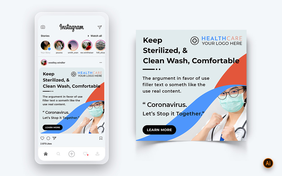 Corona Virus Awareness Social Media Instagram Post Design Template-09