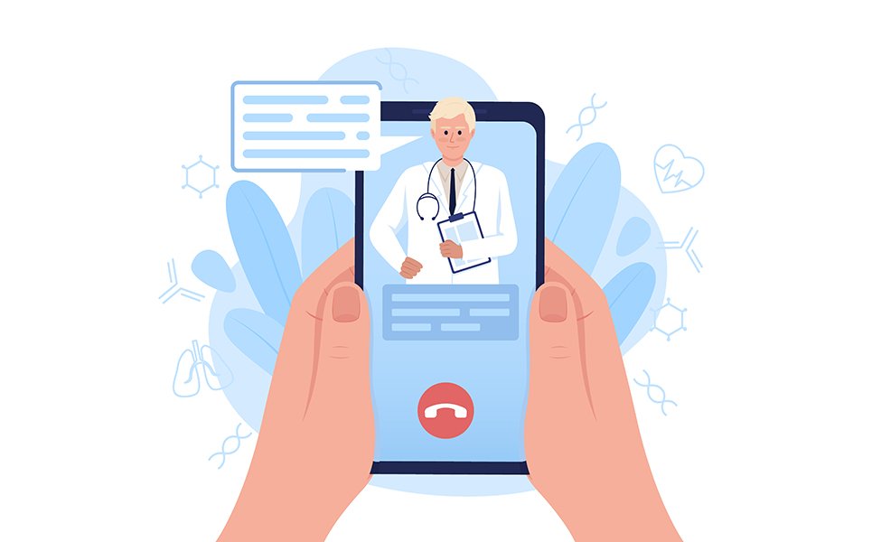 Telemedicine service via smartphone illustration