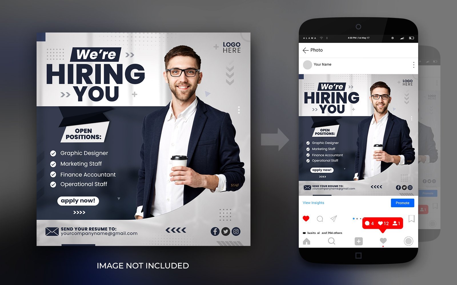 Hiring Social Media And Digital Marketing Corporate Post Design Template