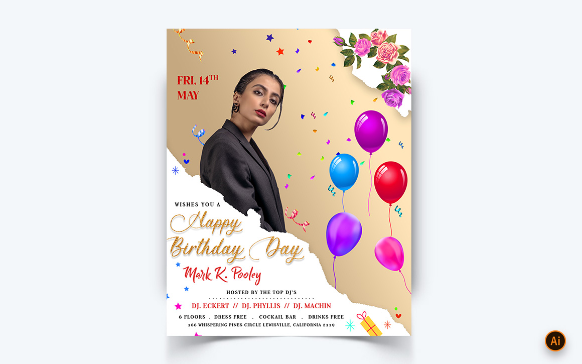 Birthday Party Celebration Social Media Feed Design Template-03