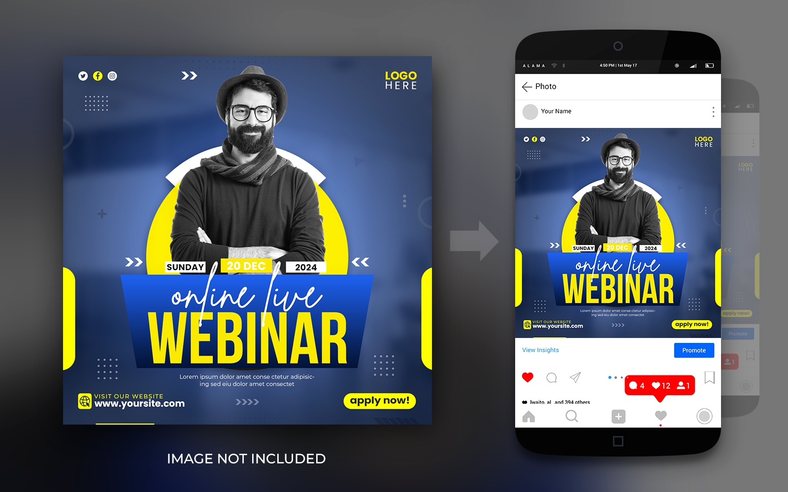 Social Media Marketing Live Webinar And Corporate Instagram Post Design Template