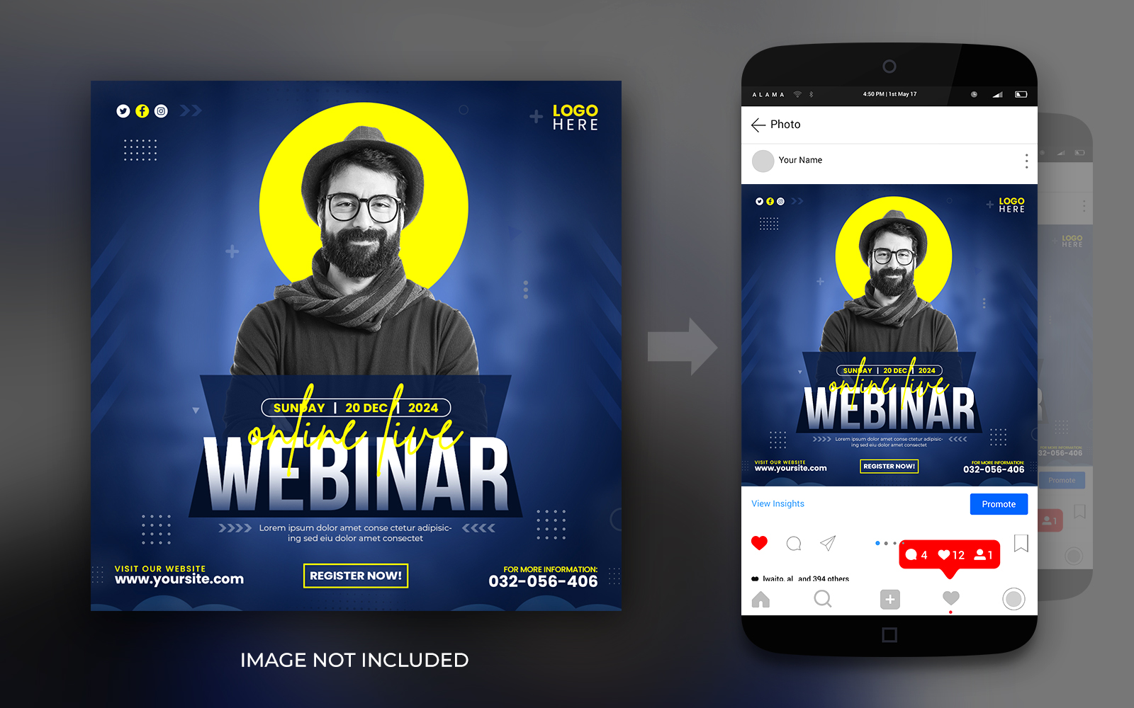 Marketing Live Webinar And Corporate Instagram Social Media Post Design Template