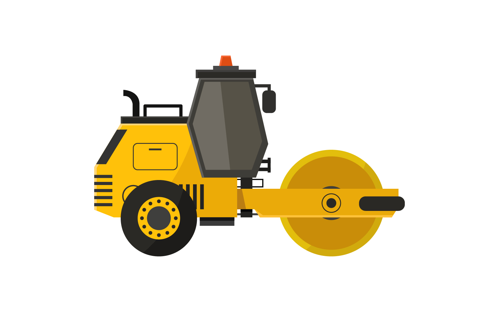 Road roller illustrated on background