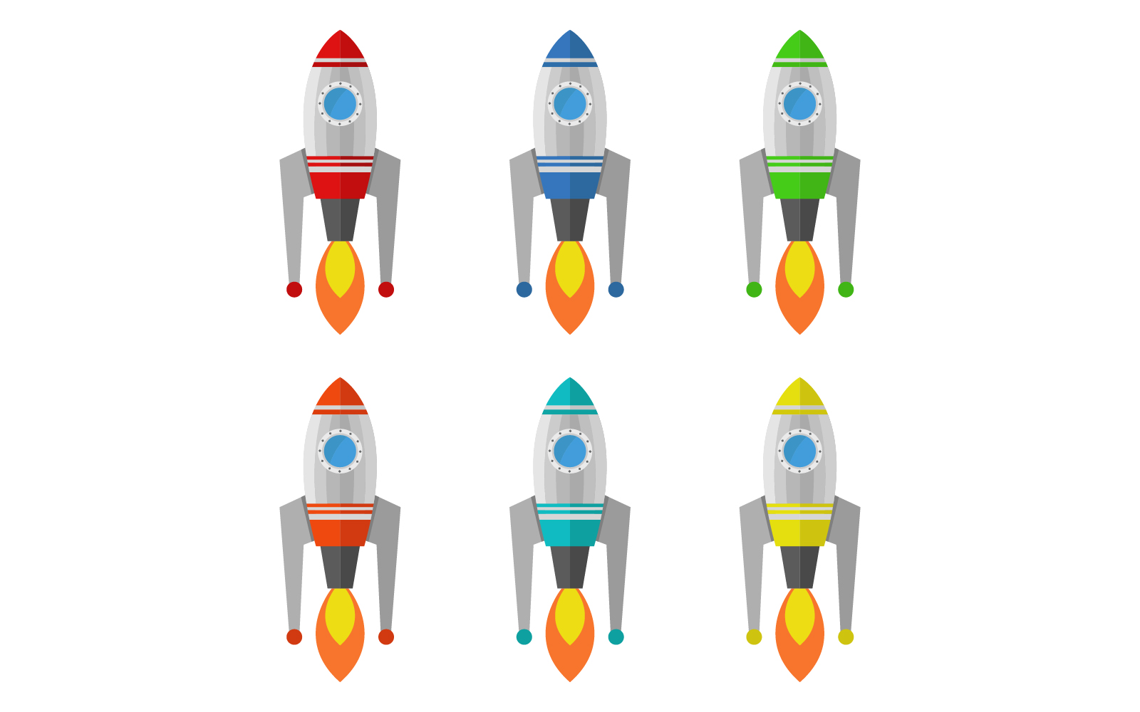 Rocket illustrated and colored in vector on background