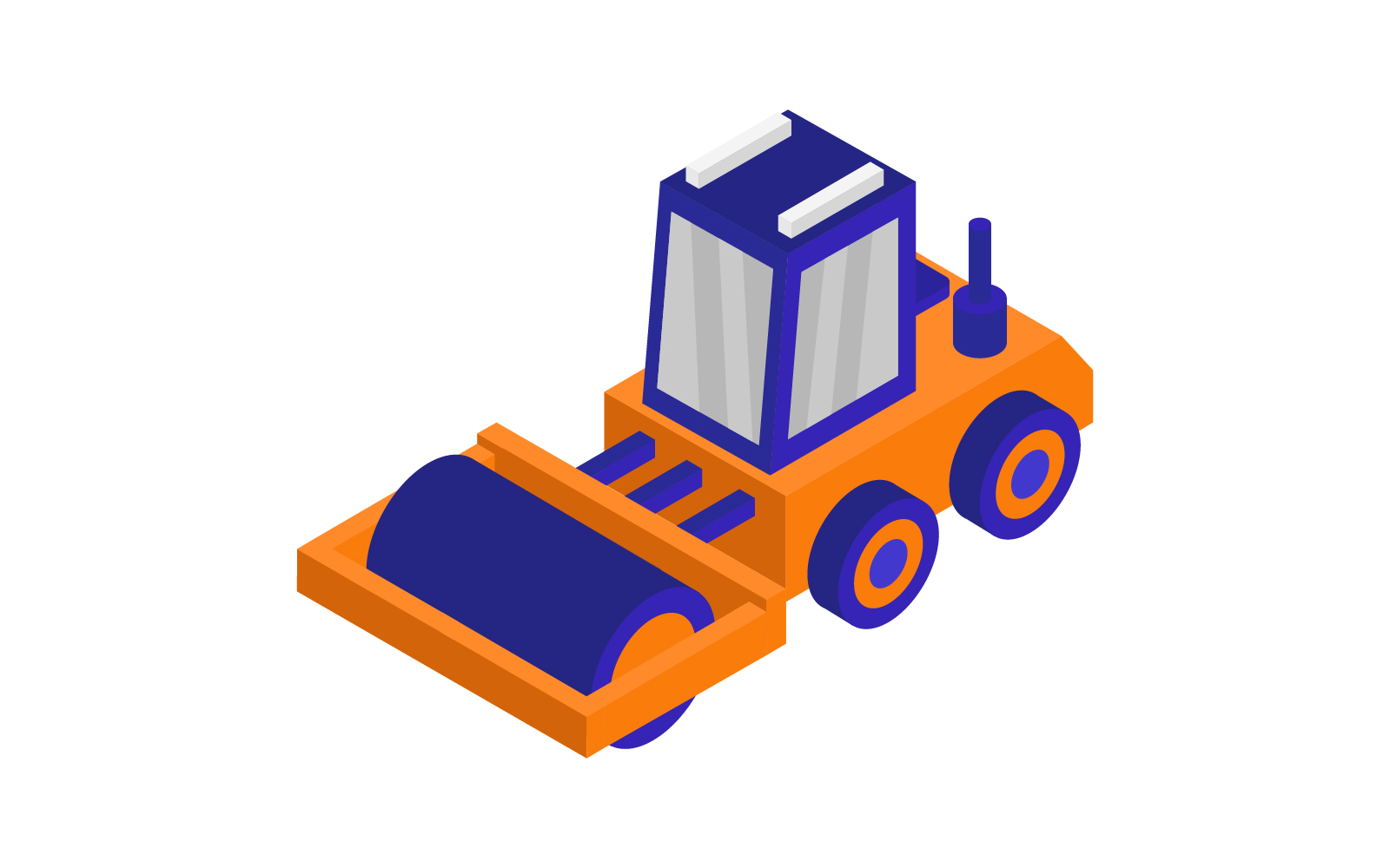 Road roller illustrated in vector on a white background
