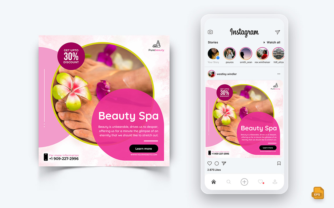 Beauty Salon and Spa Social Media Instagram Post Design-44