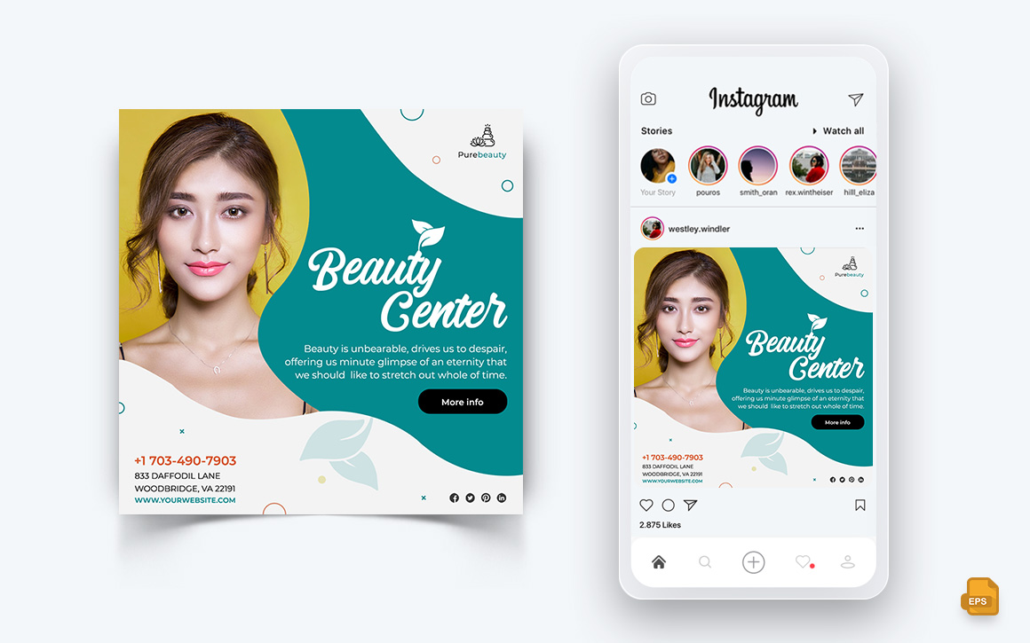 Beauty Salon and Spa Social Media Instagram Post Design-45