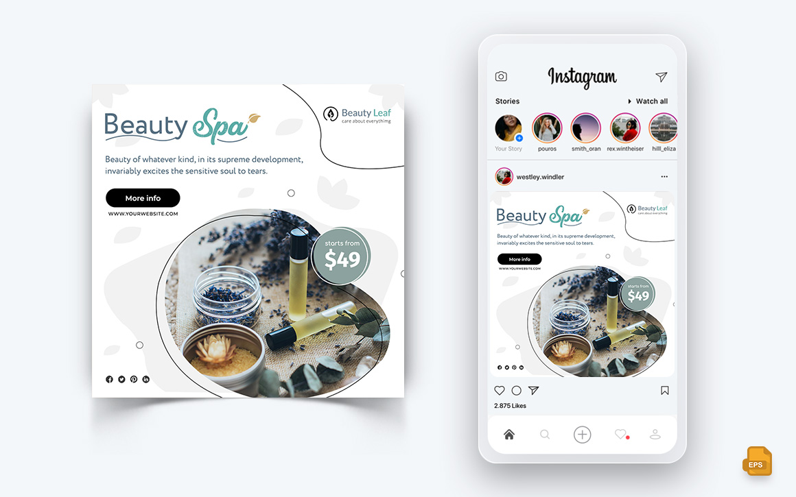 Beauty Salon and Spa Social Media Instagram Post Design-54