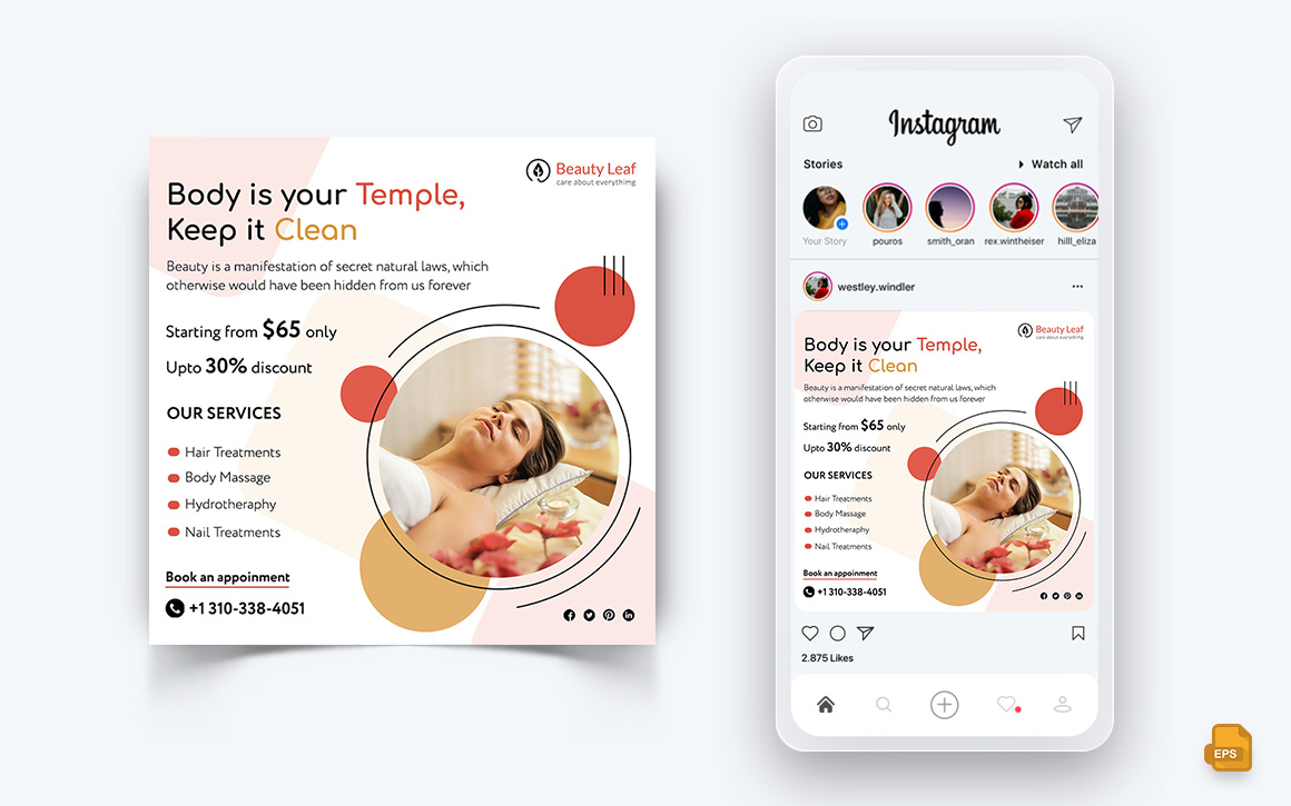 Beauty Salon and Spa Social Media Instagram Post Design-55