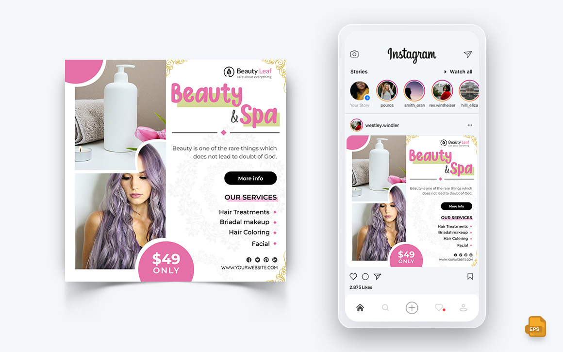 Beauty Salon and Spa Social Media Instagram Post Design-58