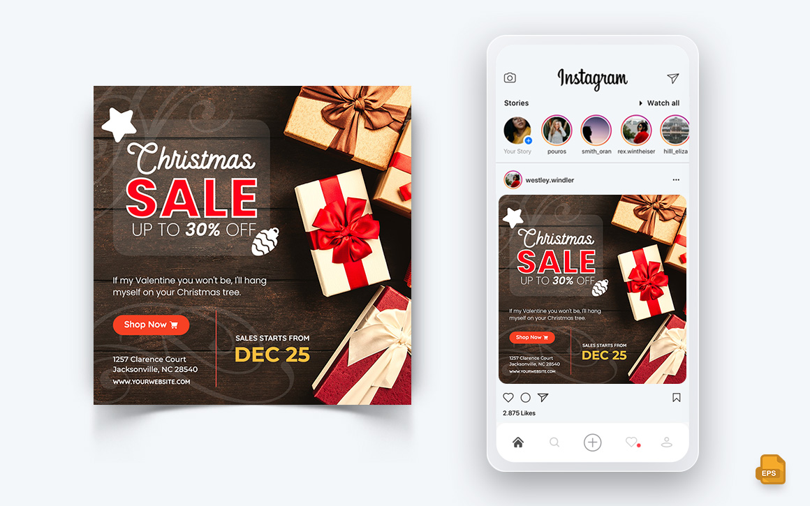 Christmas Offer Sale Celebration Social Media Instagram Post Design Template-01