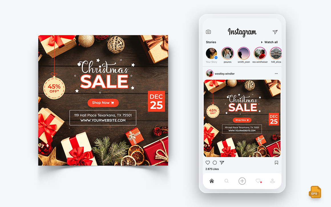 Christmas Offer Sale Celebration Social Media Instagram Post Design Template-02