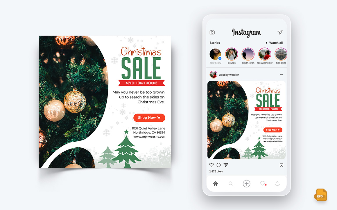 Christmas Offer Sale Celebration Social Media Instagram Post Design Template-03