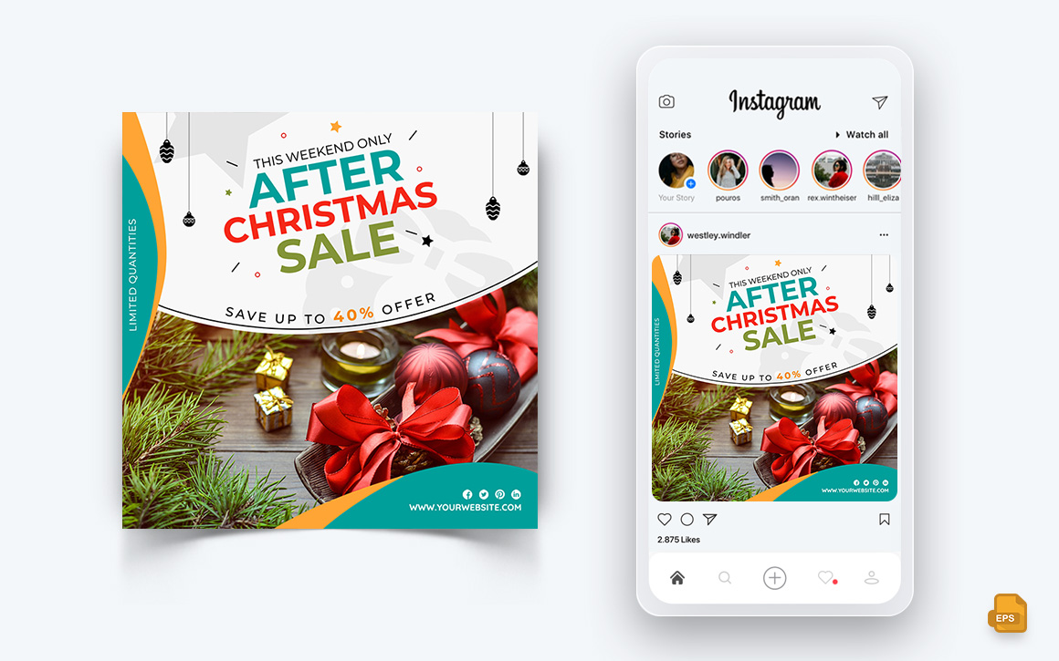 Christmas Offer Sale Celebration Social Media Instagram Post Design Template-04