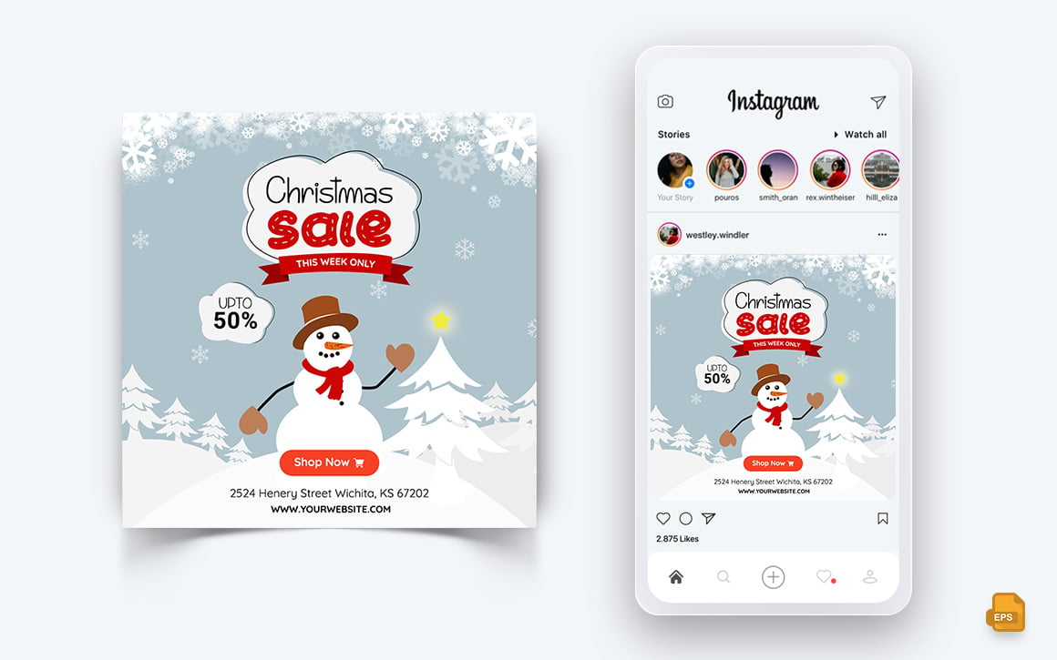 Christmas Offer Sale Celebration Social Media Instagram Post Design Template-06