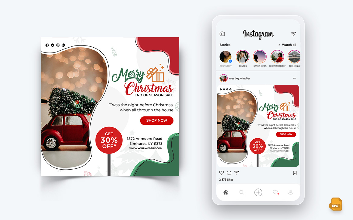Christmas Offer Sale Celebration Social Media Instagram Post Design Template-11