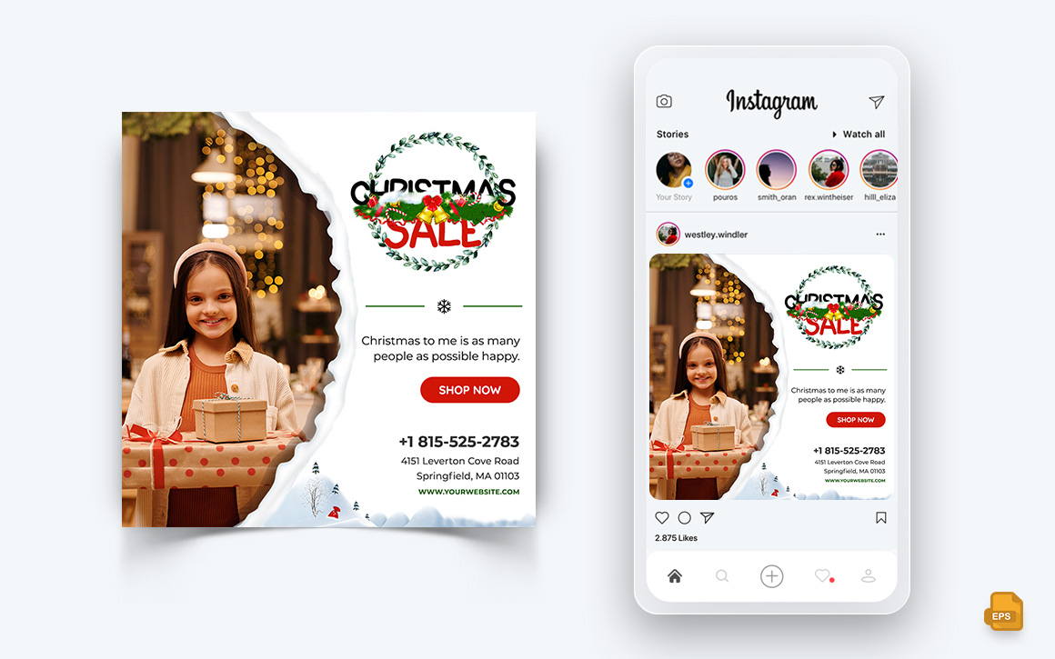 Christmas Offer Sale Celebration Social Media Instagram Post Design Template-13