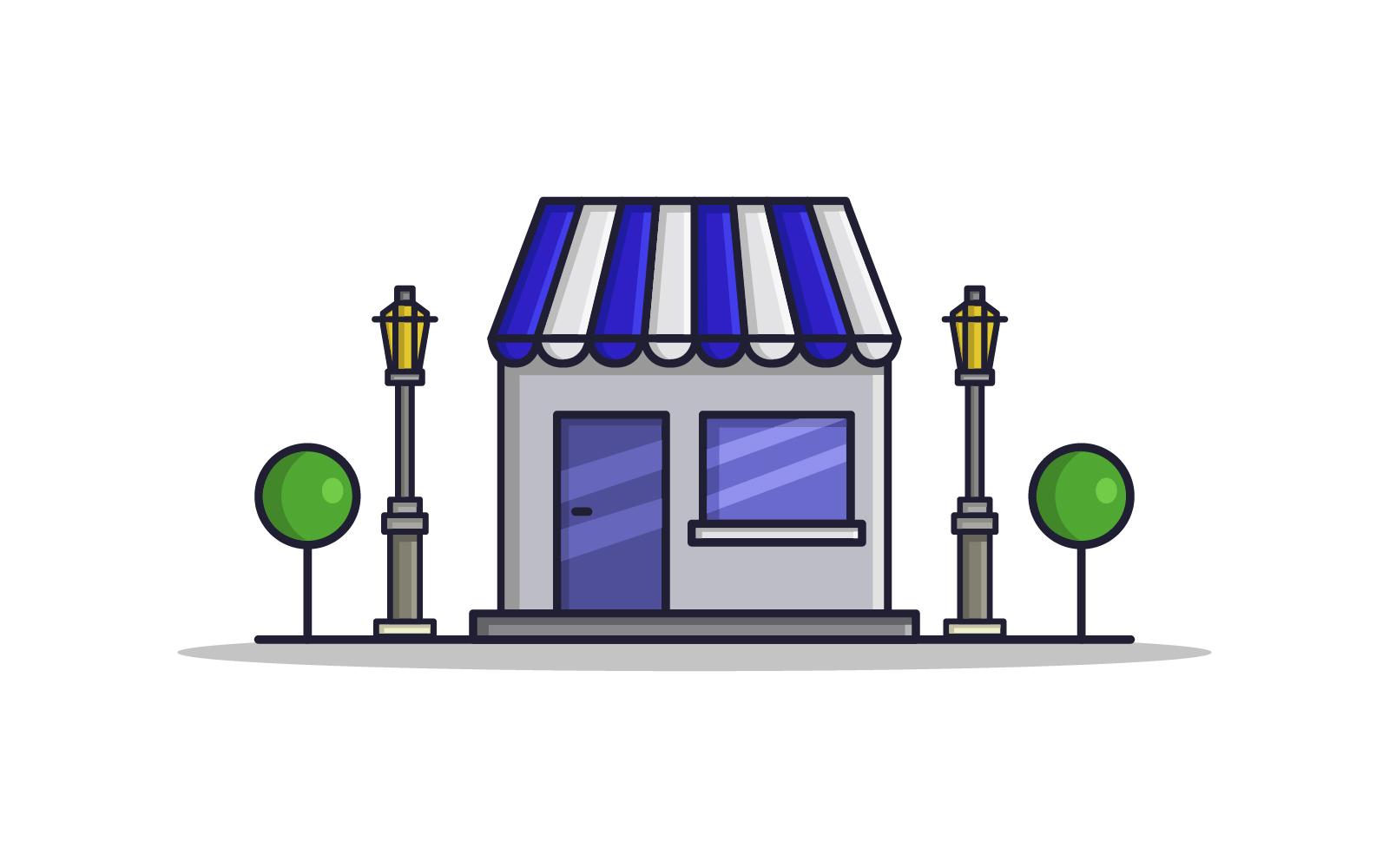 Shop illustrated in vector on background