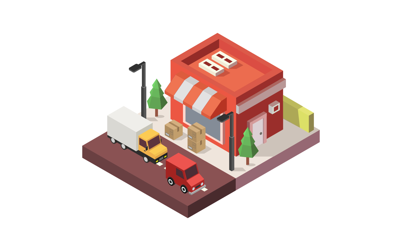 Isometric shop illustrated in vector on background