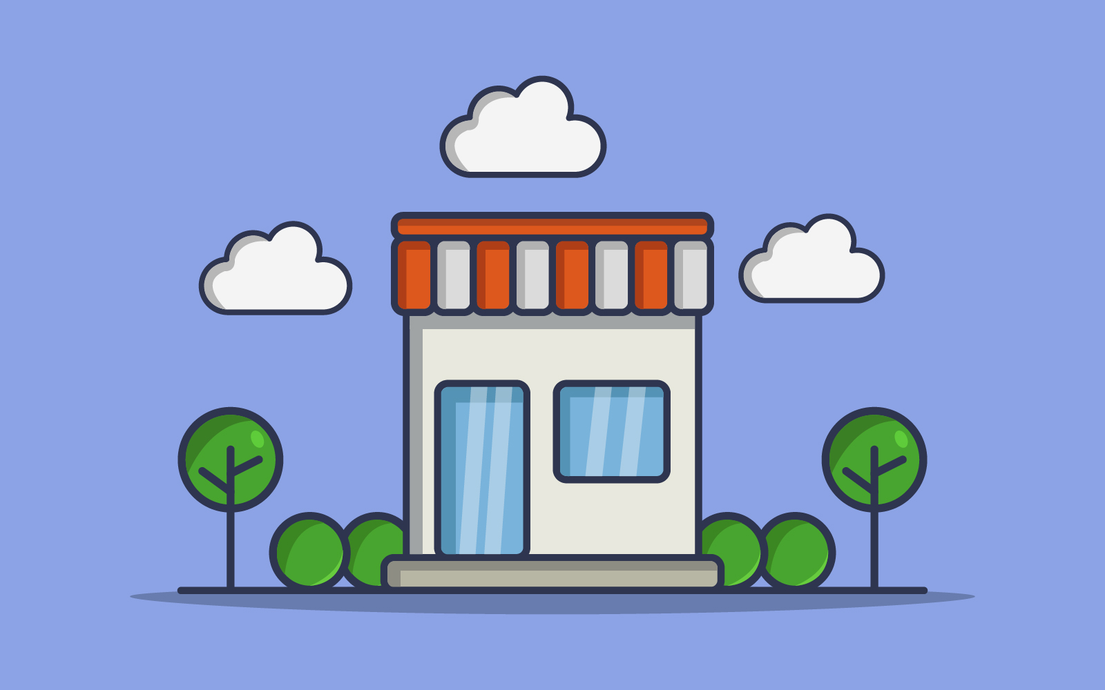 Shop illustrated in vector on a white background