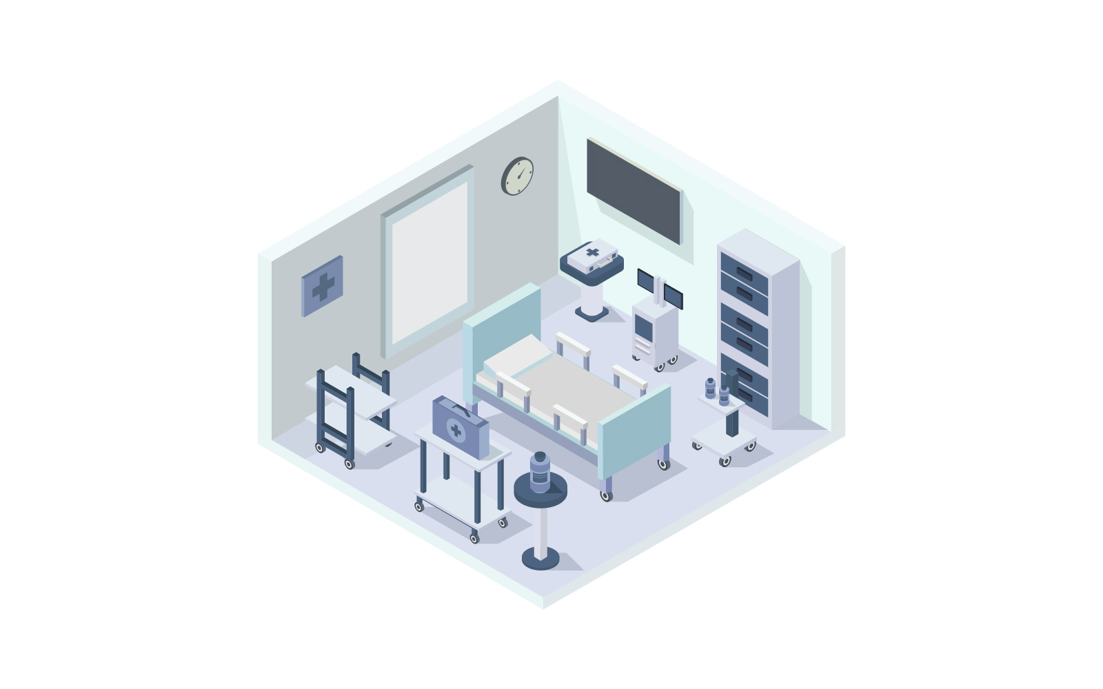 Hospital room isometric vector illustrator on background