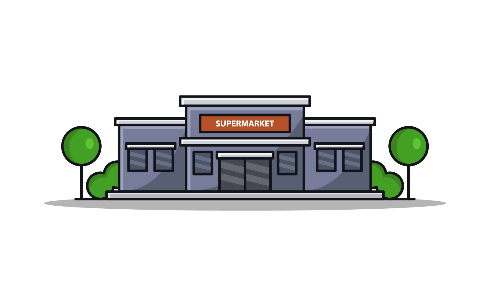 Vector supermarket on background