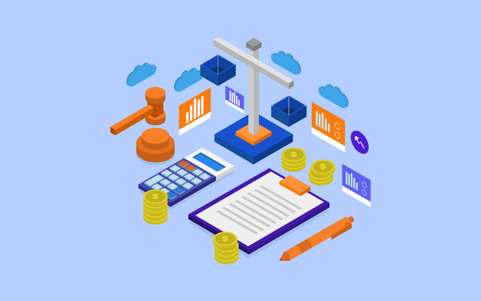 Tax consultant isometric in vector on background