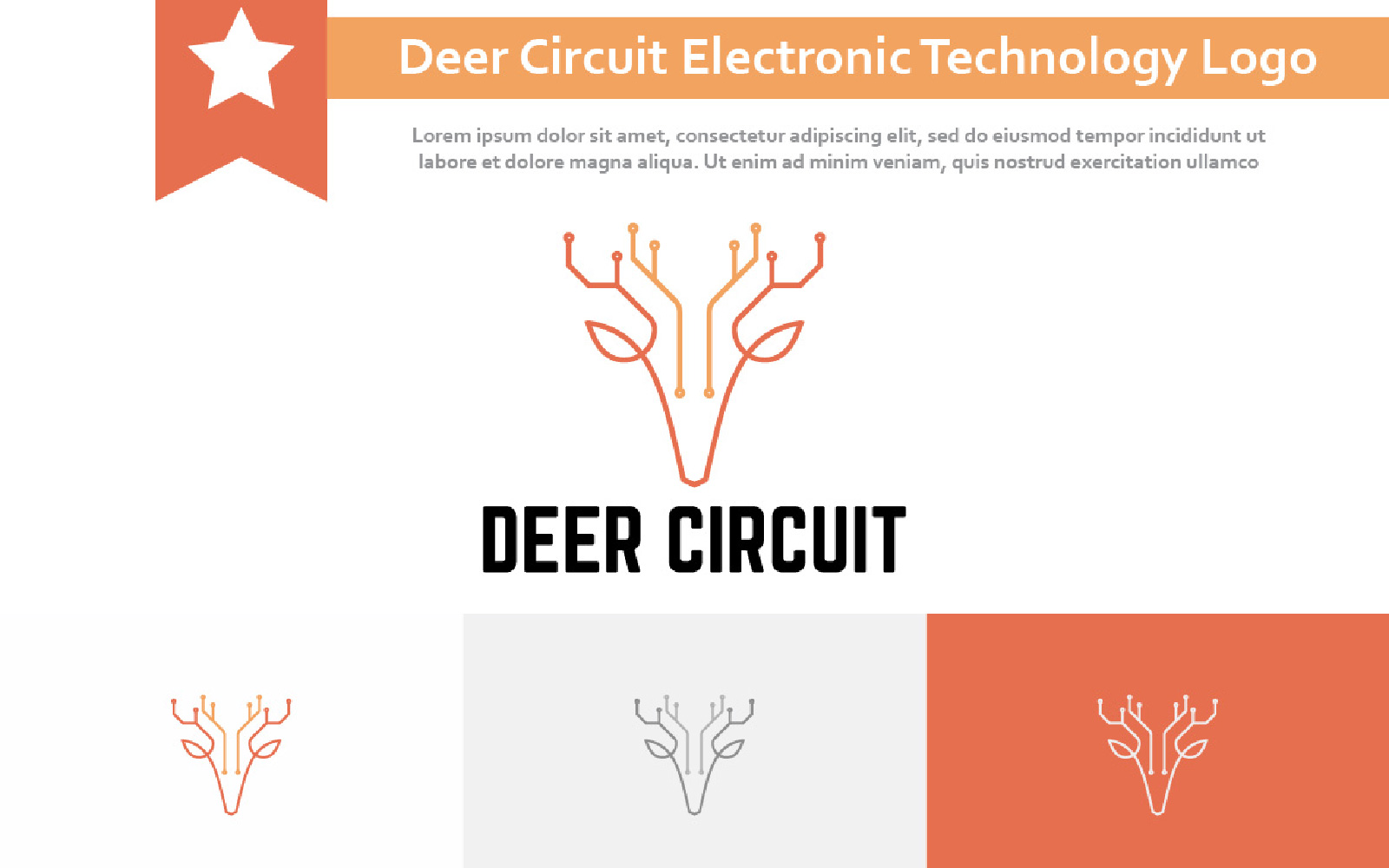 Deer Circuit Animal Electronic Computer Technology Monoline Logo