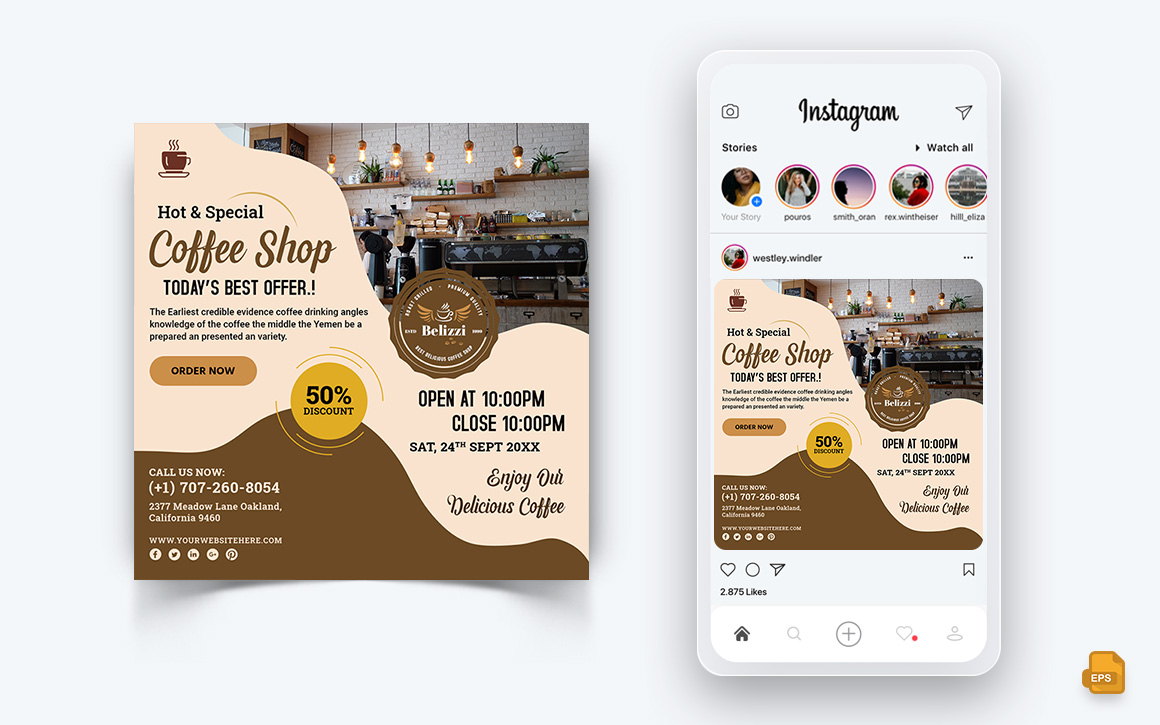 Coffee Shop Social Media Instagram Post Design-08