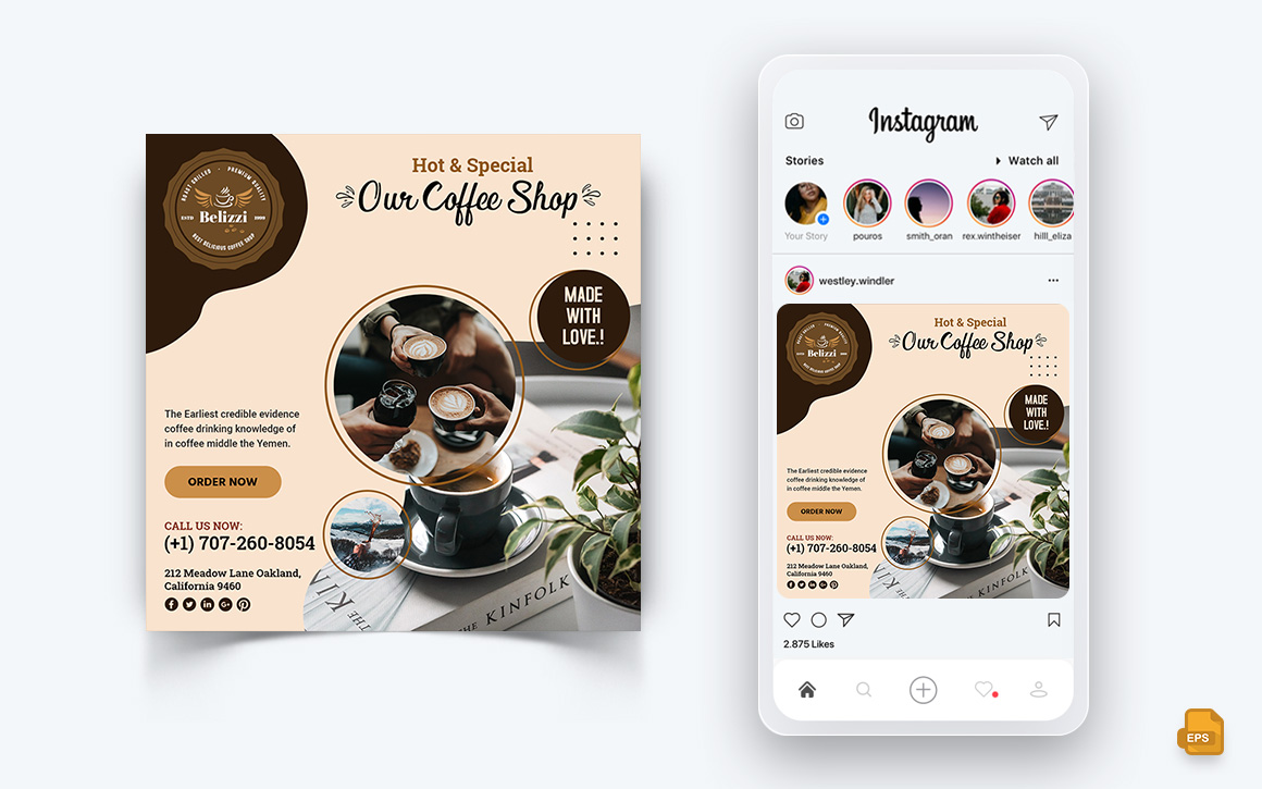Coffee Shop Social Media Instagram Post Design-14