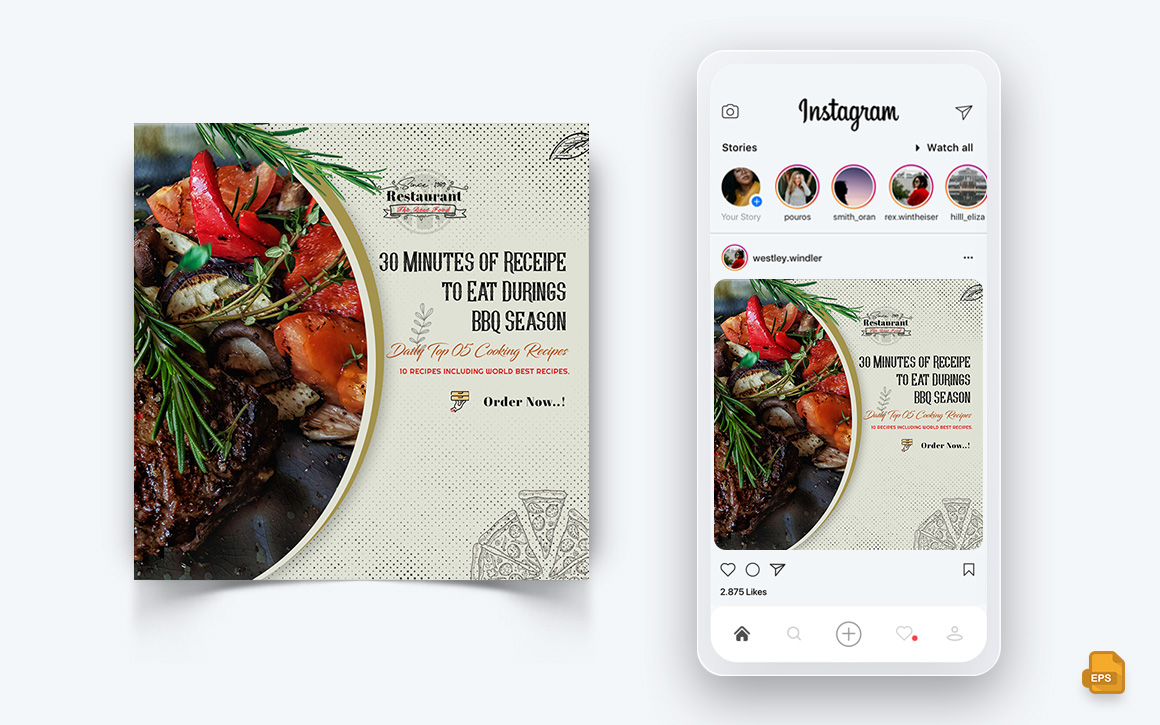 Food and Restaurant Offers Discounts Service Social Media Instagram Post Design-04
