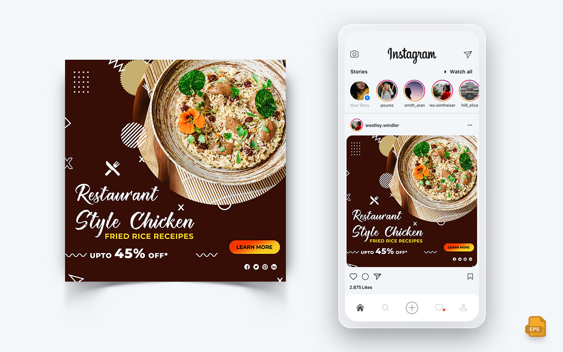 Food and Restaurant Offers Discounts Service Social Media Instagram Post Design-10