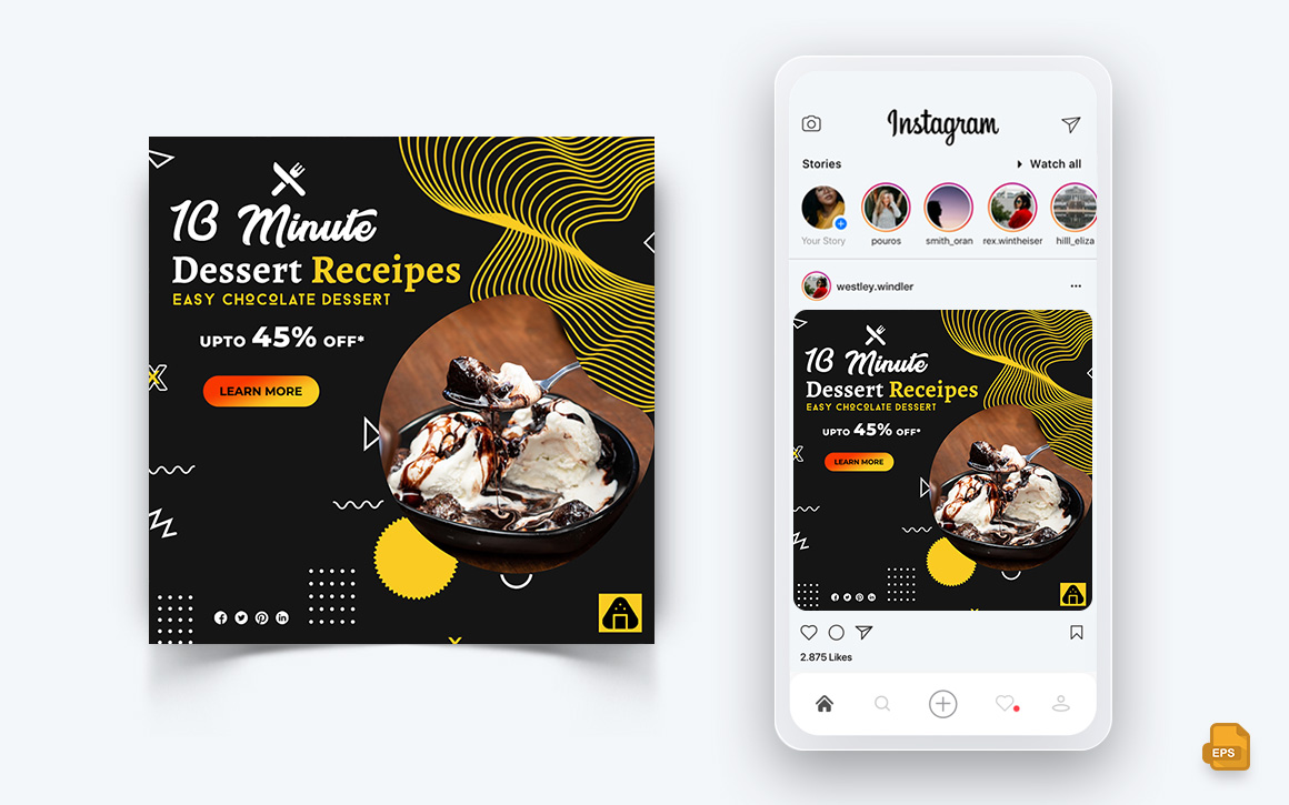 Food and Restaurant Offers Discounts Service Social Media Instagram Post Design-11