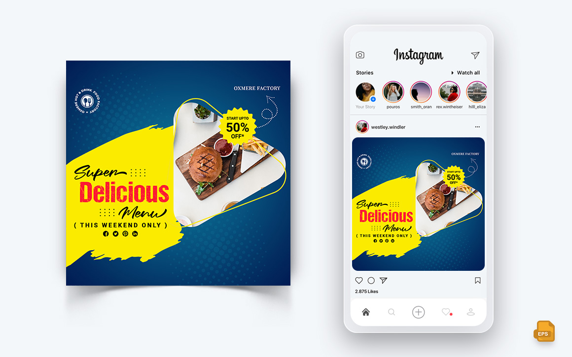 Food and Restaurant Offers Discounts Service Social Media Instagram Post Design-12