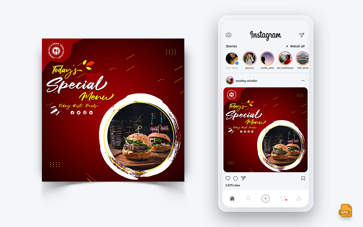 Food and Restaurant Offers Discounts Service Social Media Instagram Post Design-13
