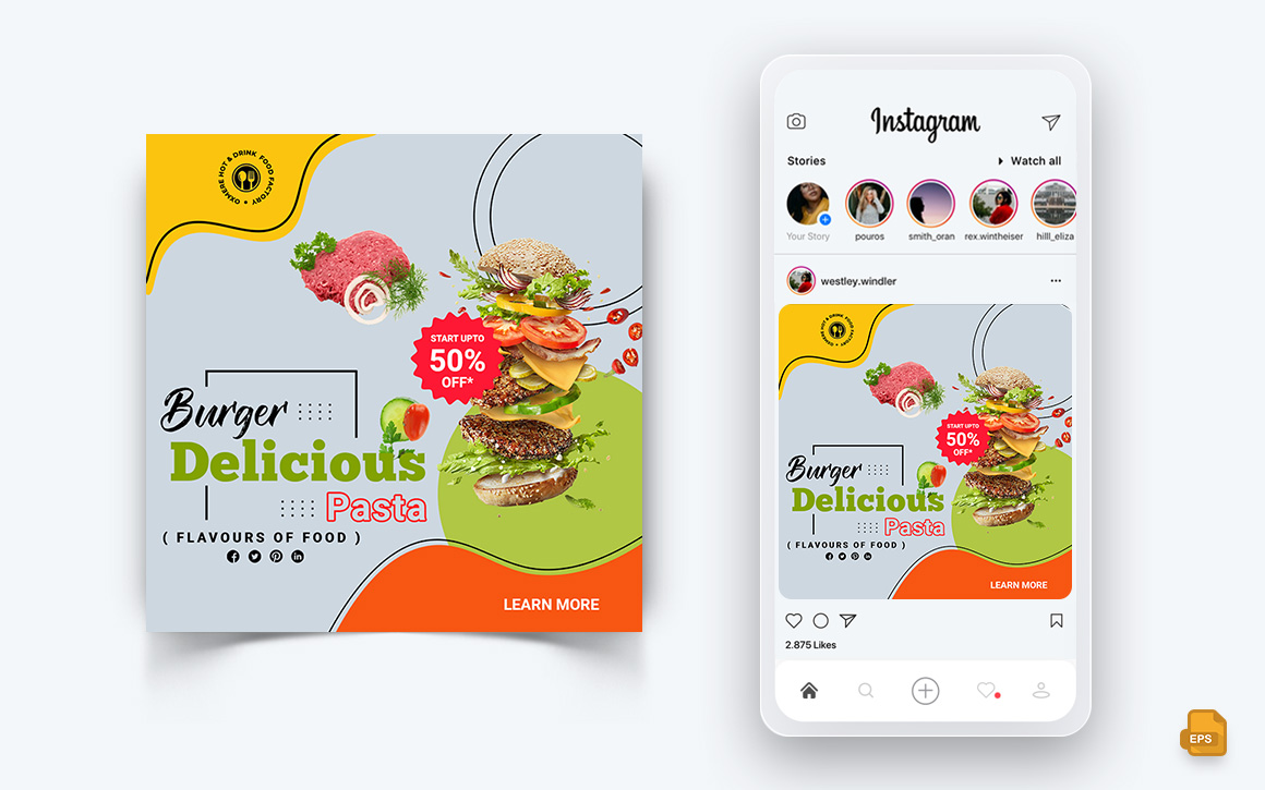 Food and Restaurant Offers Discounts Service Social Media Instagram Post Design-16